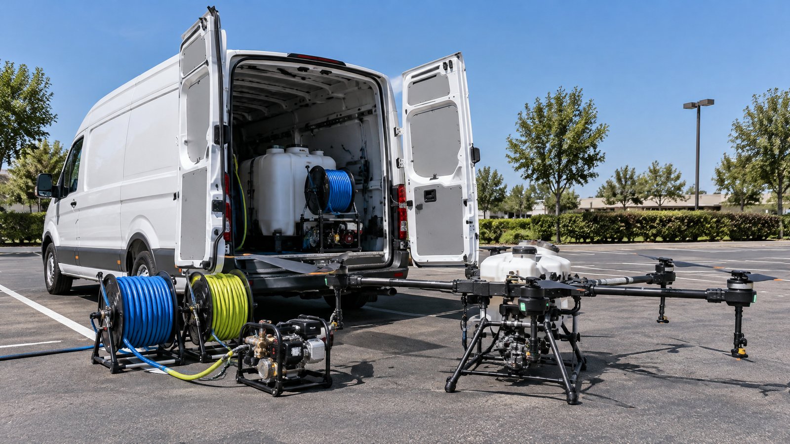 Drone photo illustrating: Starting a Drone Cleaning Business: Equipment, Training and Insurance